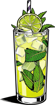 Grand Theft Mojito cocktail illustration