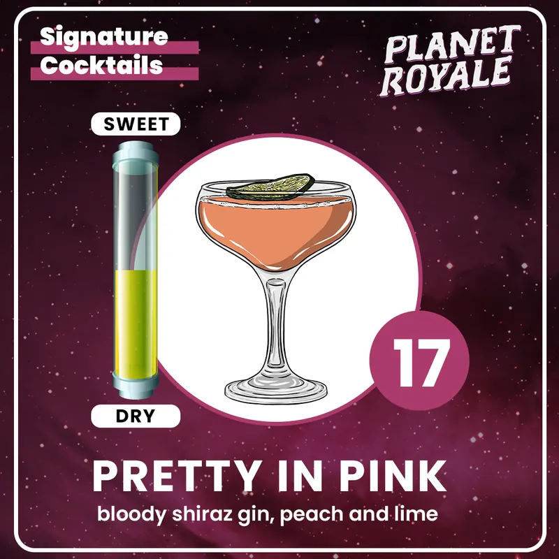 Pretty in Pink cocktail at Major Tom's lounge bar