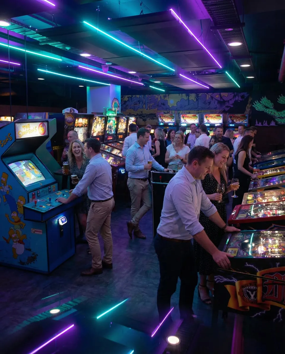 Wide shot of the pinball wall