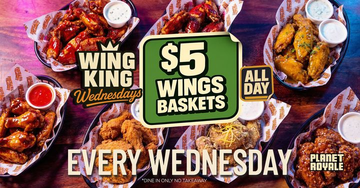 $5 Wings Basket Wednesdays at Planet Royale
